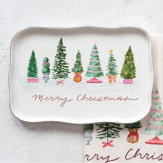 Merry Christmas Scalloped Platter