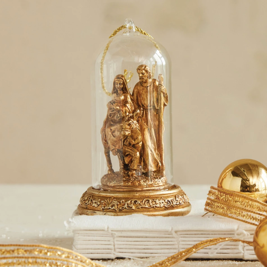 Resin Cloche Holy Family Ornament