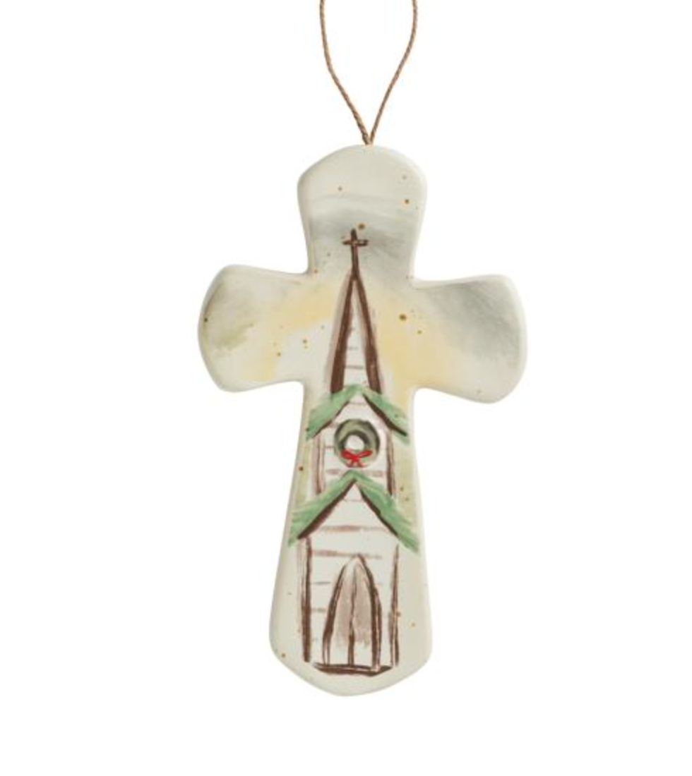 Ceramic Nativity Cross Ornament