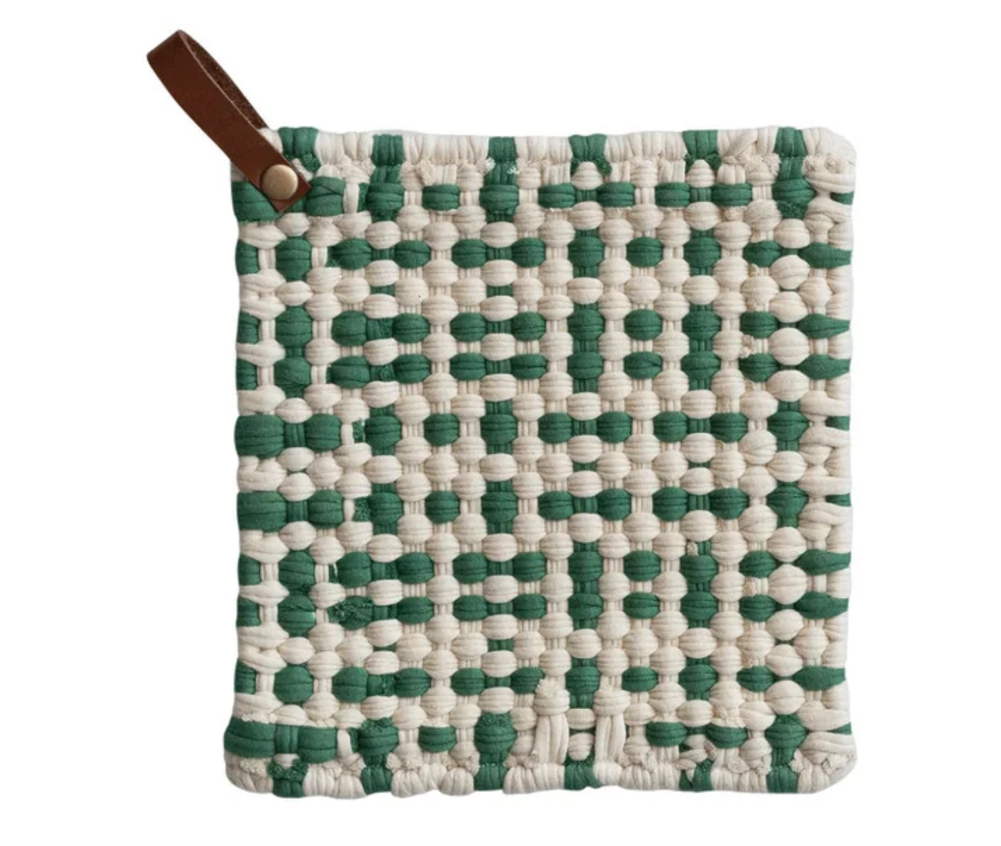Christmas Crocheted Pot Holder with Leather Loop