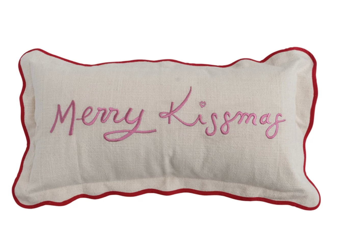 "Merry Kissmas" Pillow with Scalloped Flange