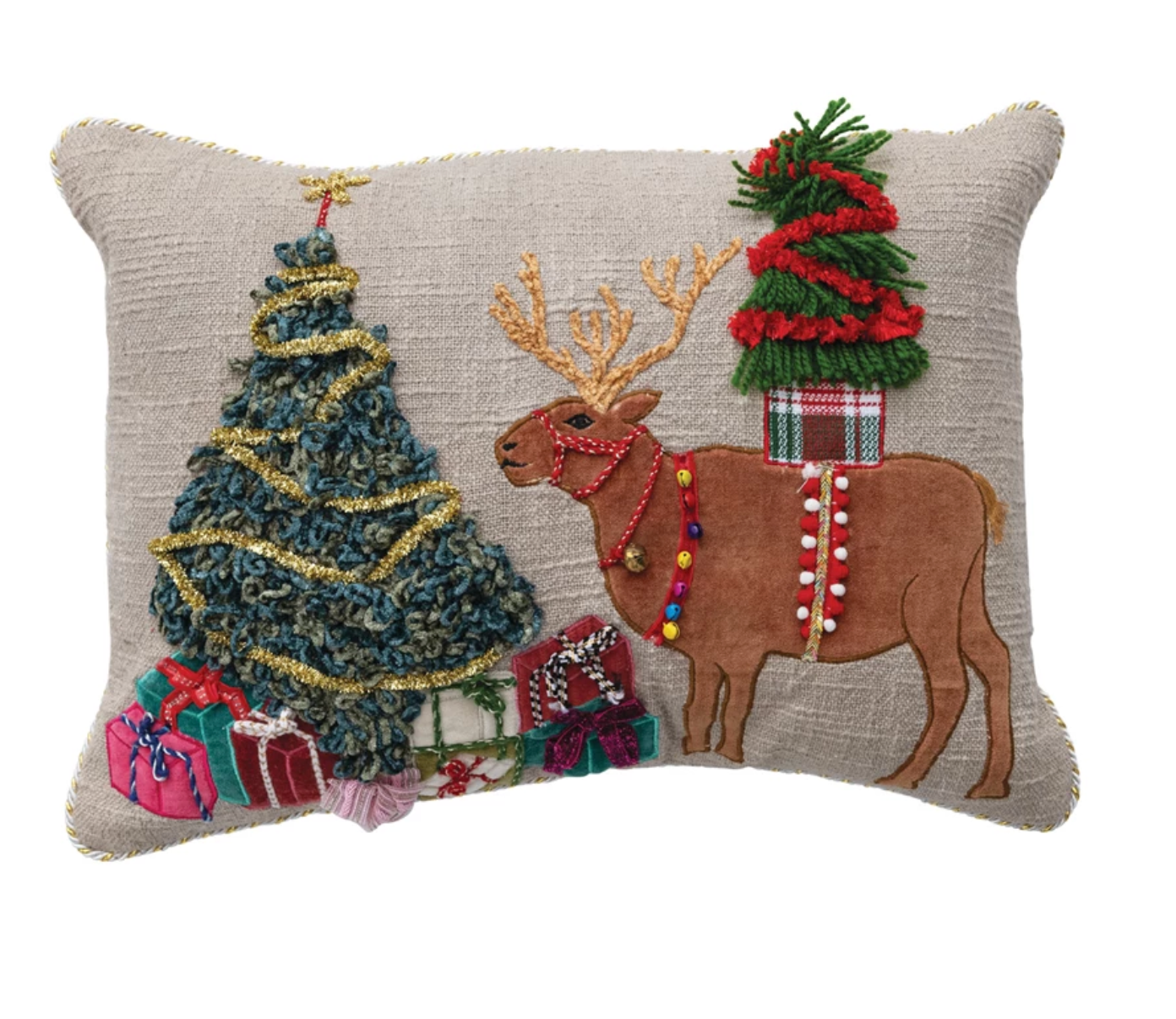 Reindeer Christmas Tree Pillow
