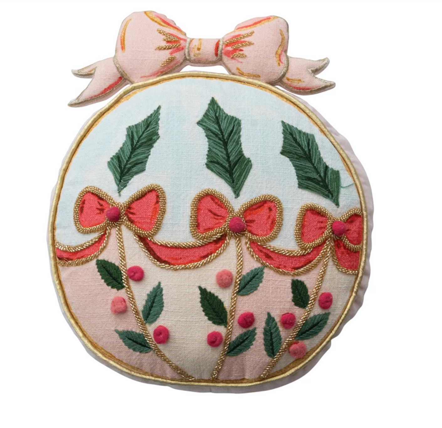 Printed Ornament Shaped Pillow with Embroidery