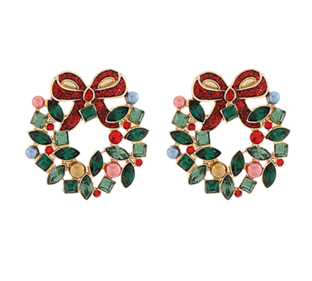 Christmas Wreath & Bow Earrings