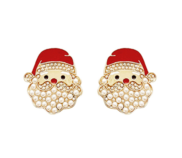 Santa with Pearl Beard Earrings