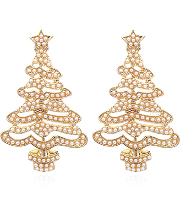 Christmas Tree Pearl Earrings