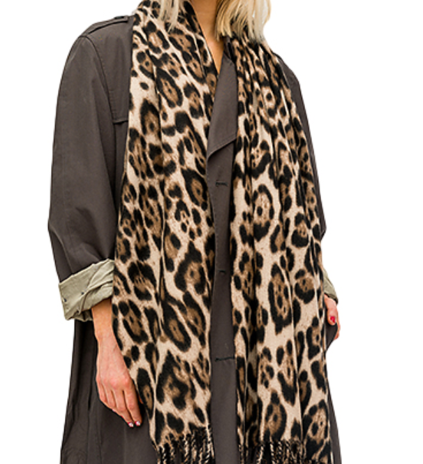 Leopard Print Oblong Scarf
