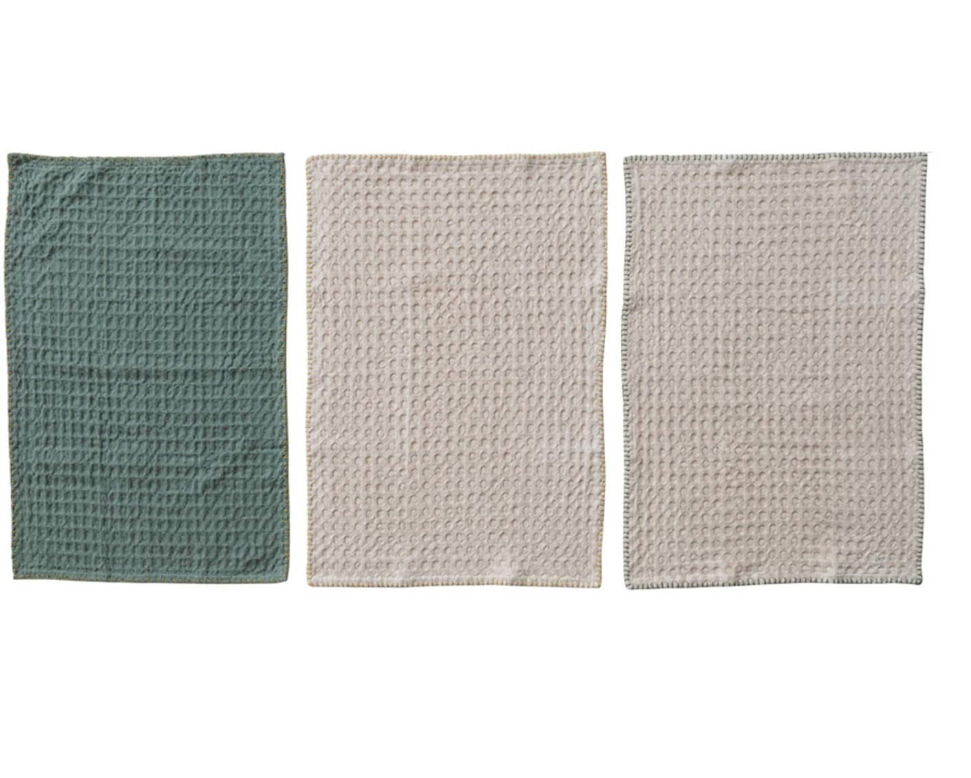 Waffle Weave Tea Towel with Blanket Stitch Edge
