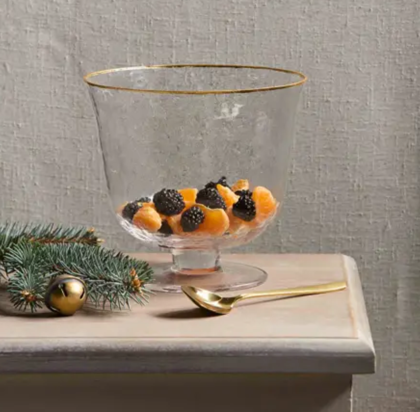 Gold Edge Glass Pedestal Bowl