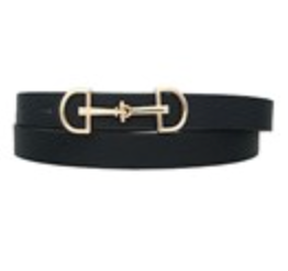 Horsebit Buckle Skinny Belt