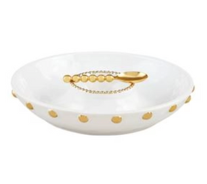 Chip and Dip Dish with Gold Bead