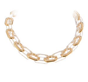 Acrylic & Gold Link Necklace