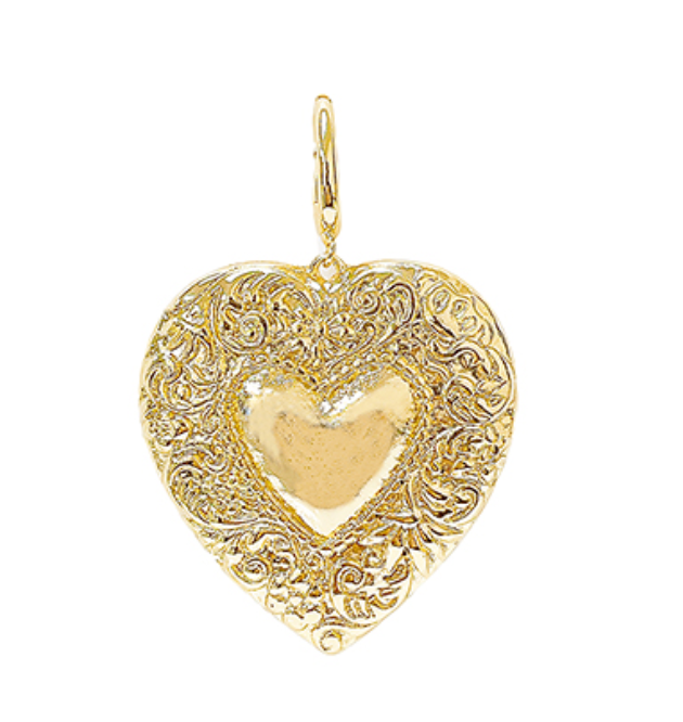 Charm Bar-Large Textured Heart Shape Pendant