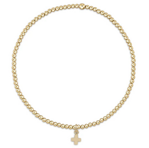 Egirl Classic Gold 3mm Bead Bracelet-Signature Cross Charm