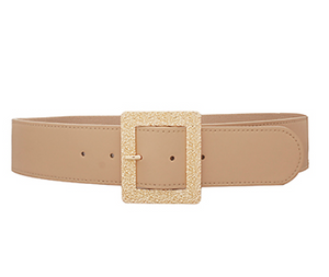 Textured Metal Buckle Elastic Belt