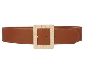 Textured Metal Buckle Elastic Belt