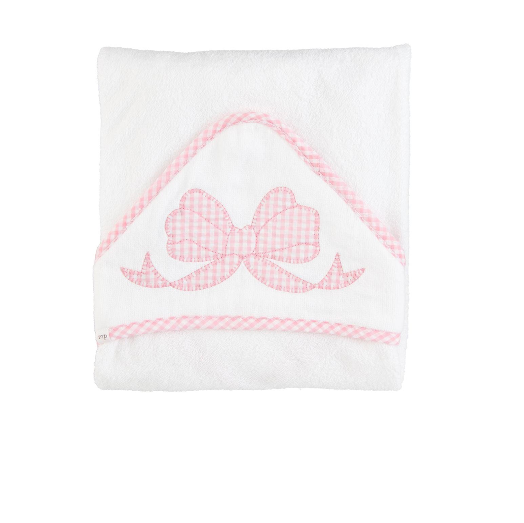 Pink Bow Applique Hooded Towel