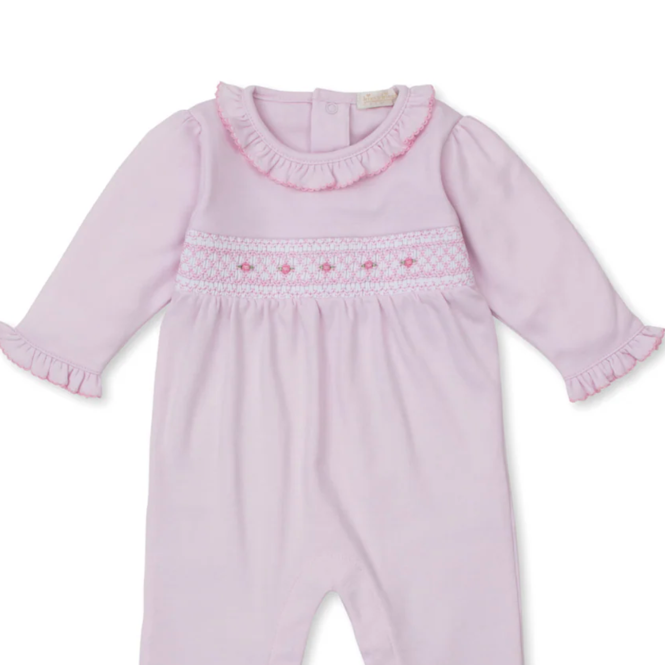 Smocked Pink Footie with Rosettes