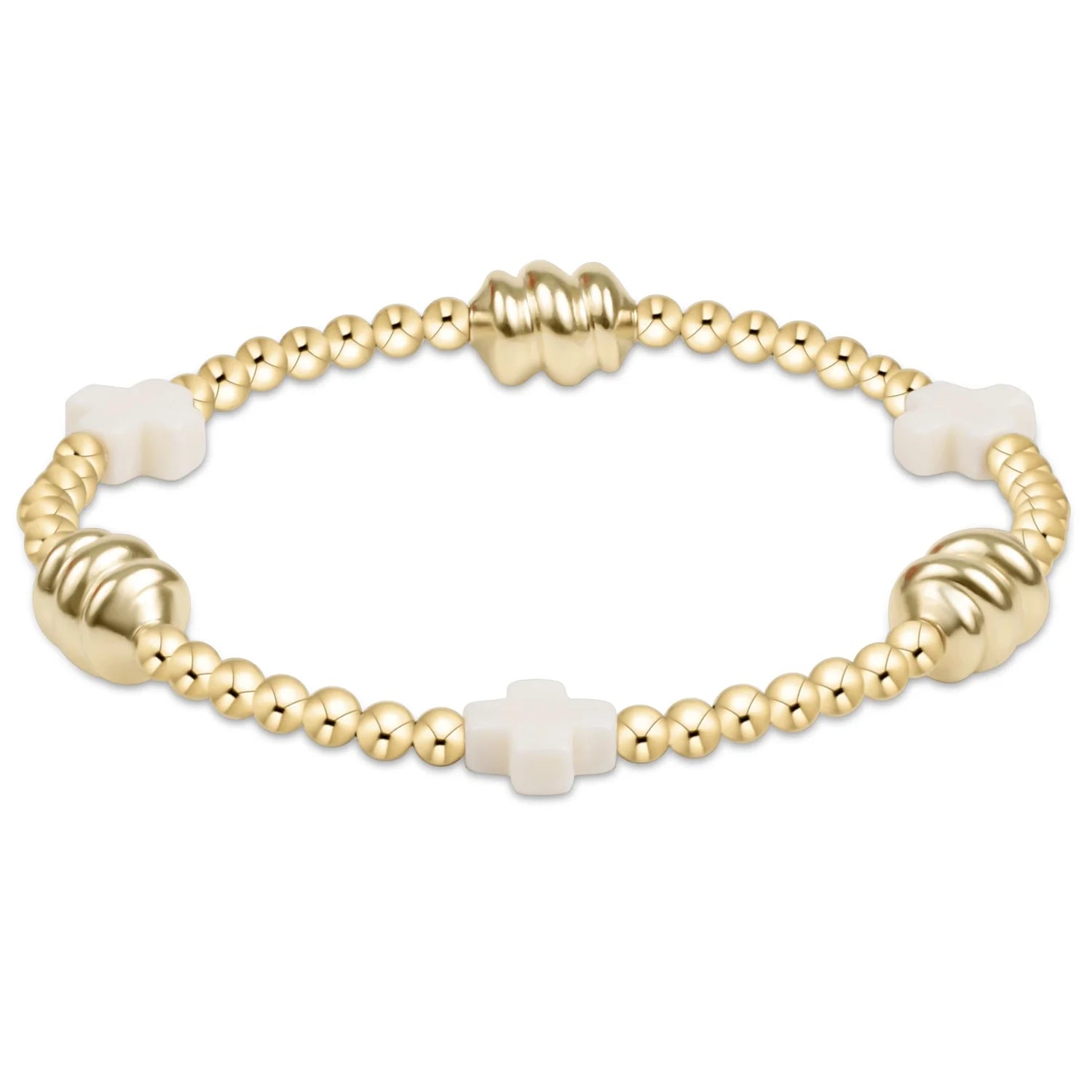Admire Signature Cross Gold 3mm Bead Bracelet