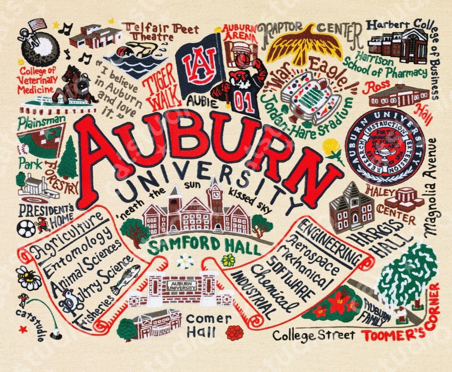 Auburn University Art Print in Gold Frame