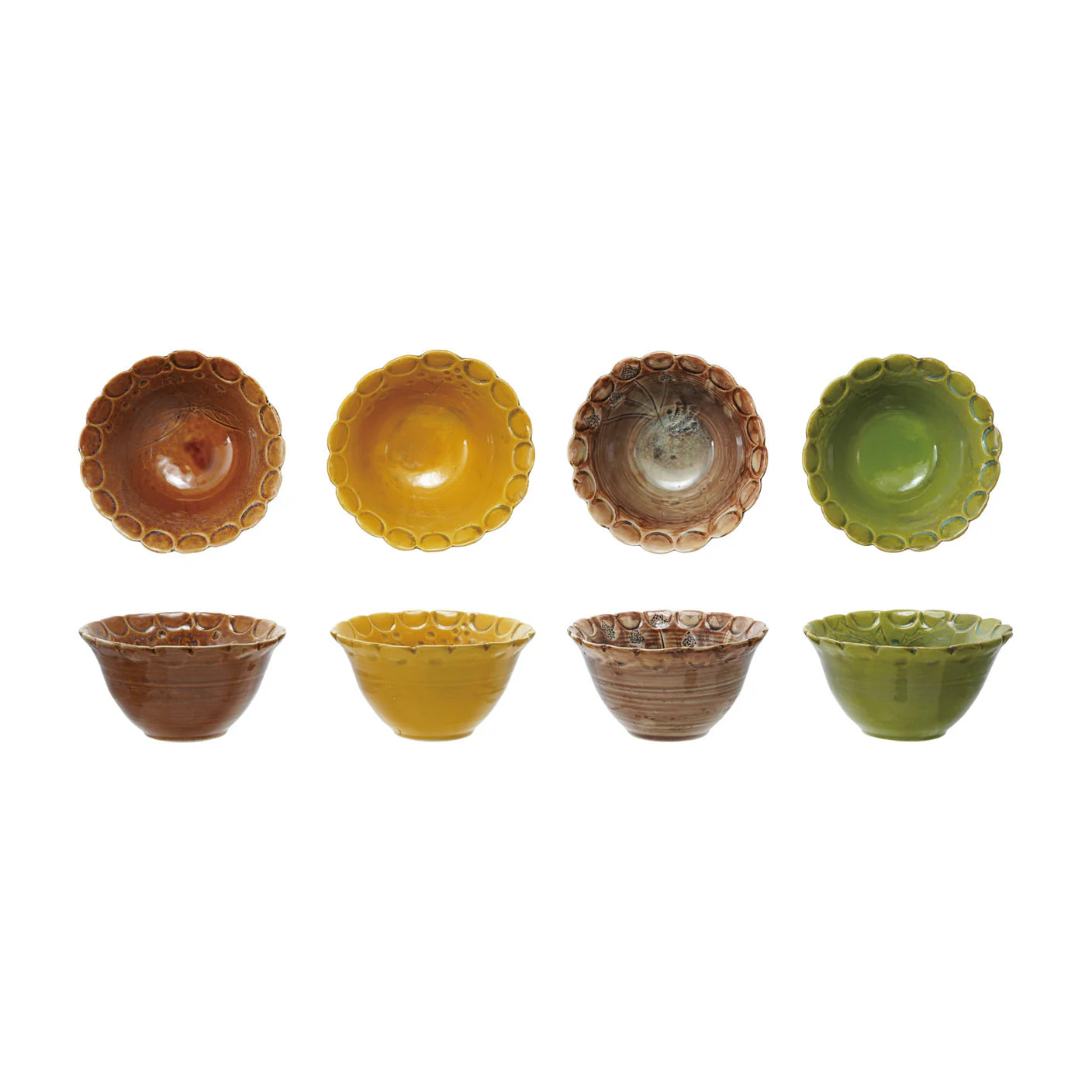 Debossed Stoneware Scalloped Bowls