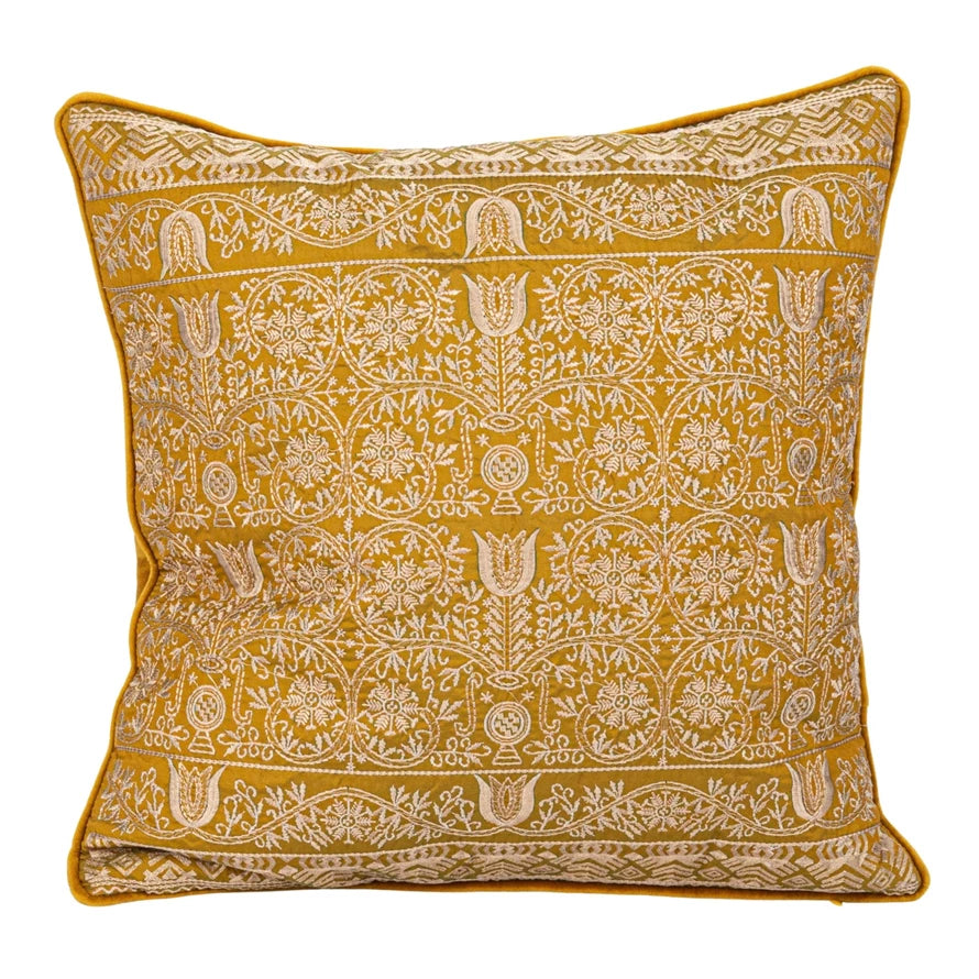 Chartreuse Square Pillow with Pattern