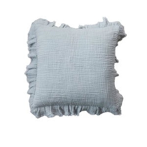Stonewashed Light Blue Pillow with Ruffle
