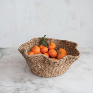 Woven Bankuan & Rattan Ruffled Bowl