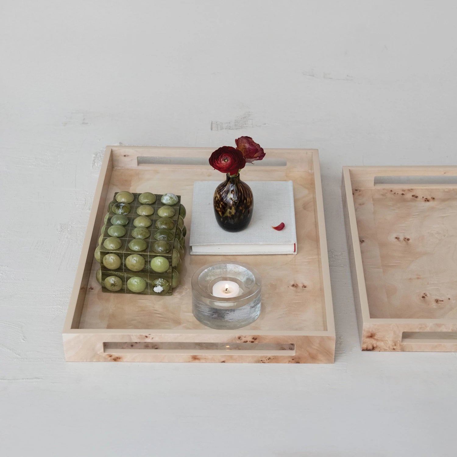 Natural Wood Veneer Tray with Handles