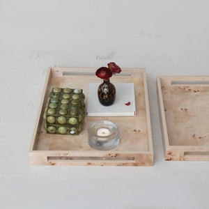 Natural Wood Veneer Tray with Handles