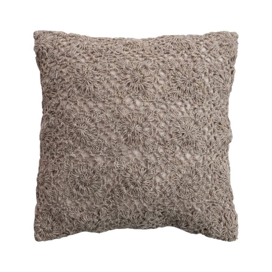 Square New Zealand Wool Crocheted Pillow