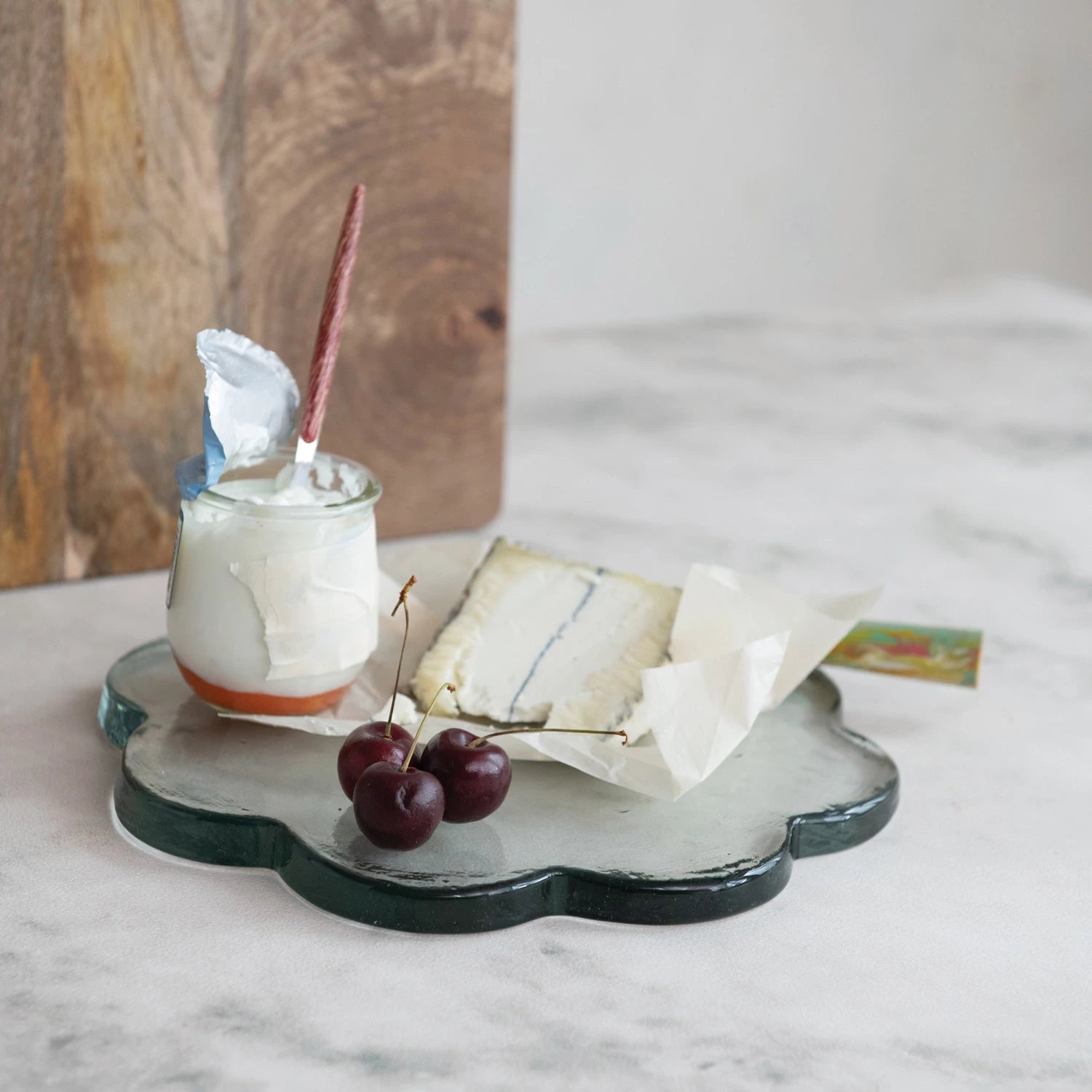 Pressed Glass Scalloped Cheese/Serving Board