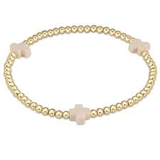 Egirl Signature Cross Gold 3mm Bead Bracelet