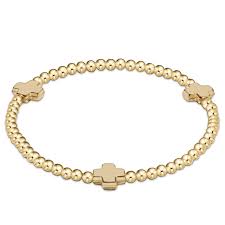 Egirl Signature Cross Gold 3mm Bead Bracelet