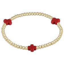 Egirl Signature Cross Gold 3mm Bead Bracelet