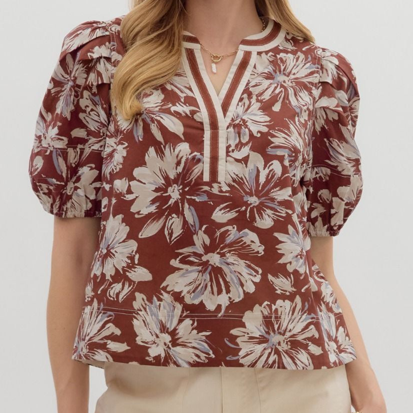 Wine Floral Top