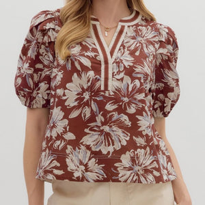 Wine Floral Top