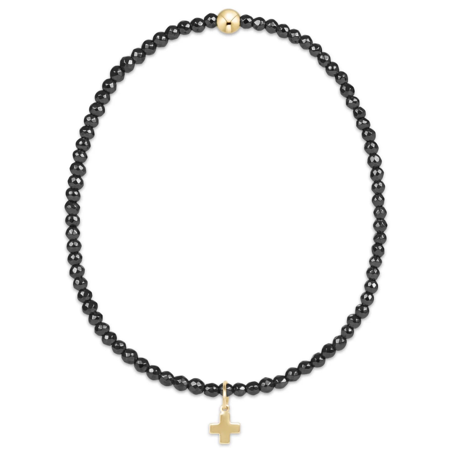 Faceted Hematite Bracelet-Signature Cross Charm