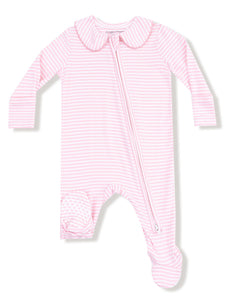 Pink Stripe 2 Way Zipper Footie