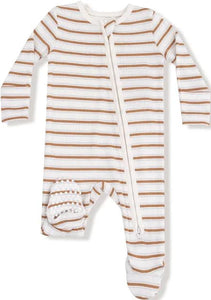 Vintage Stripe Brown 2 Way Zipper Footie