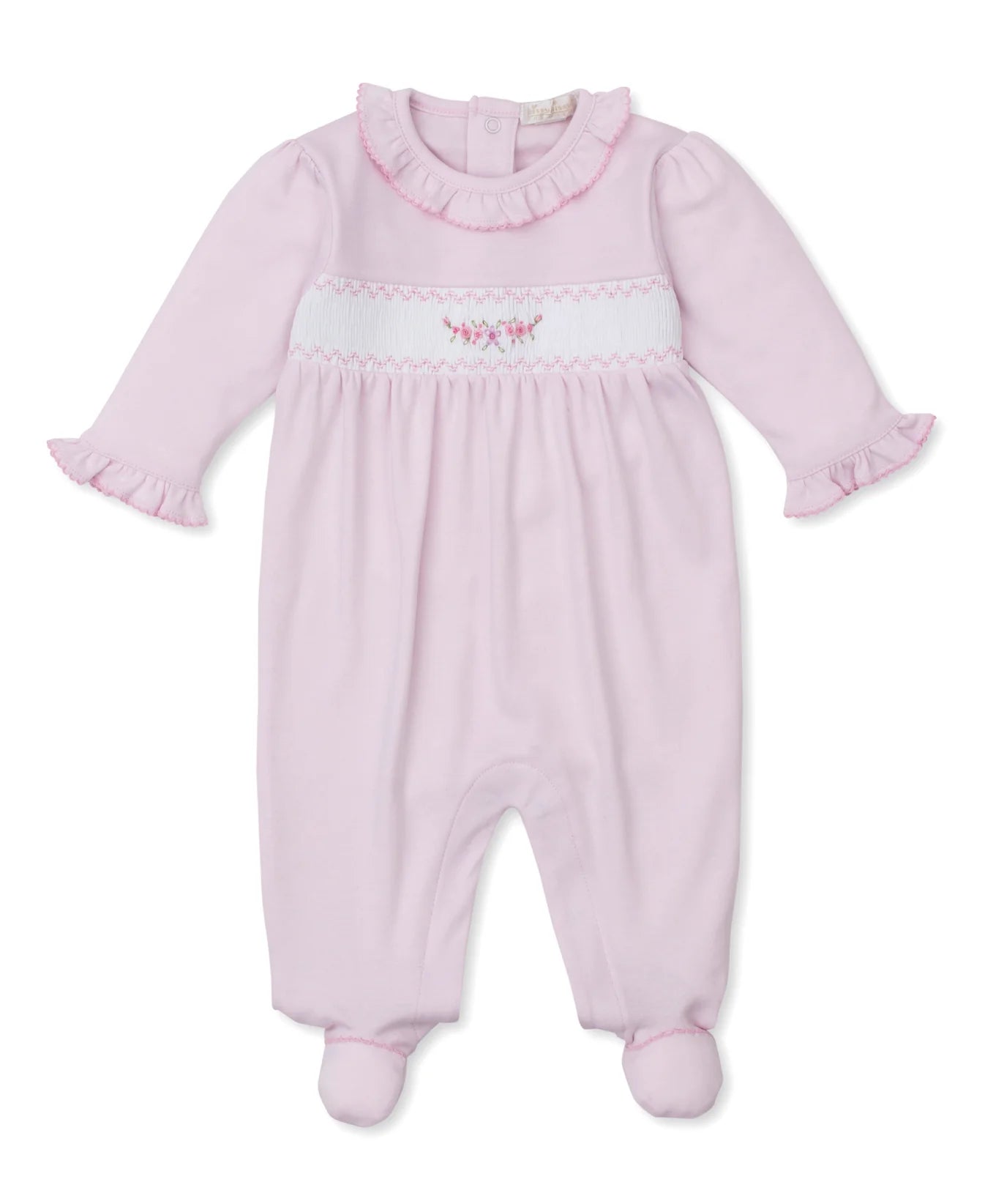 Smocked Pink Footie with Rosettes