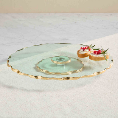 Gold Edge Glass Lazy Susan