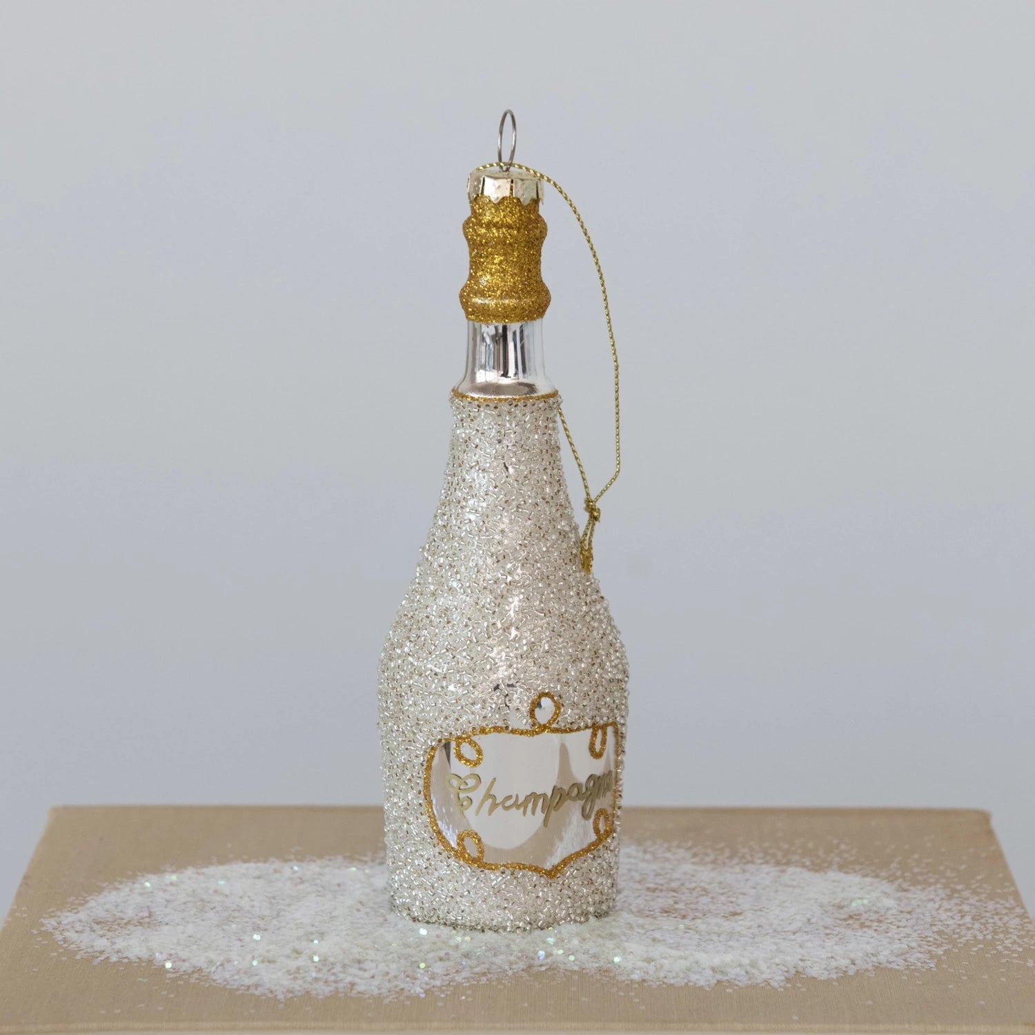 Glass "Champagne" Bottle Ornament