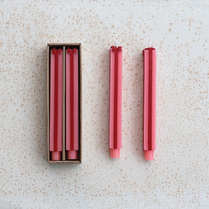 Package Shaped Taper Candles-Pink & Red