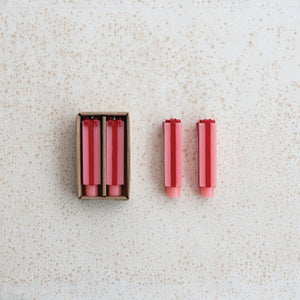 Package Shaped Taper Candles-Pink & Red