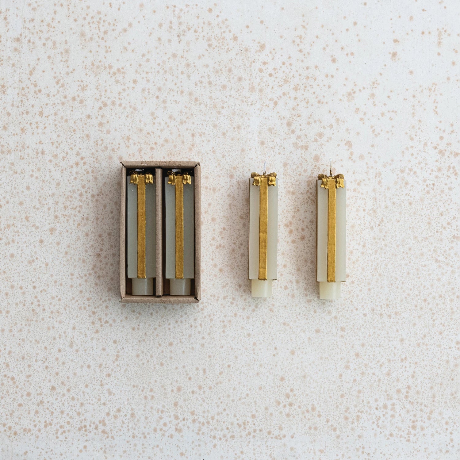 Package Shaped Taper Candles-Gold