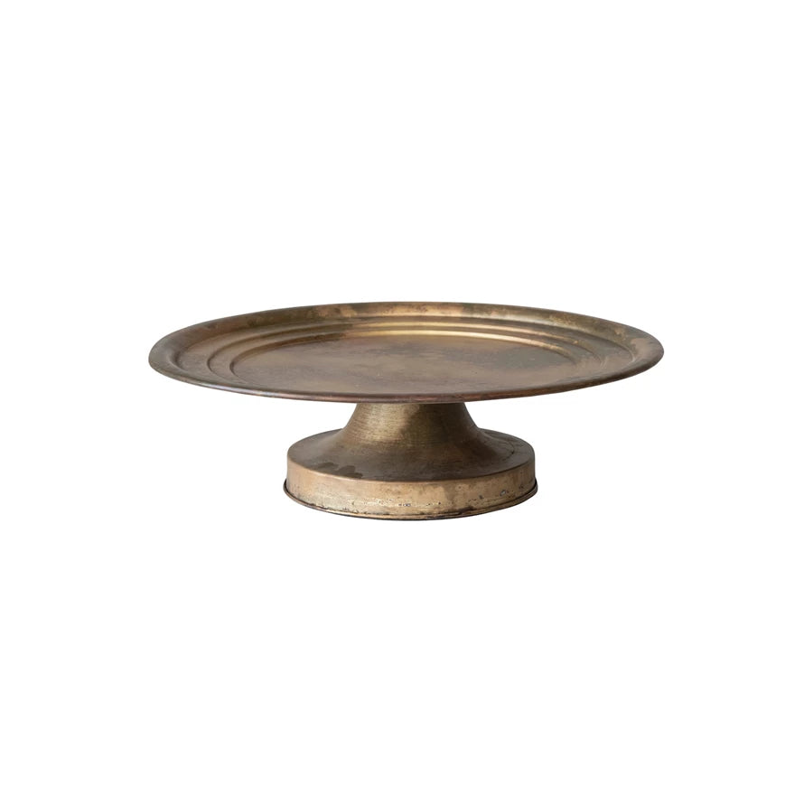 Metal Pedestal with Antique Brass Finish