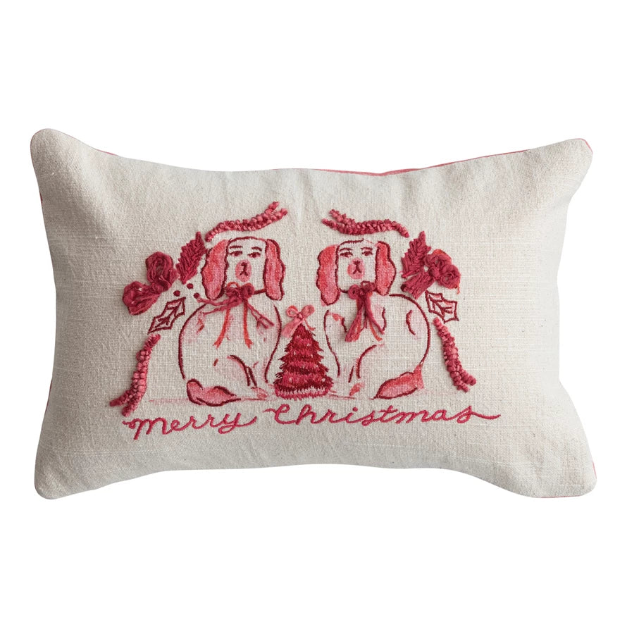 Merry Christmas Staffordshire Dogs Pillow