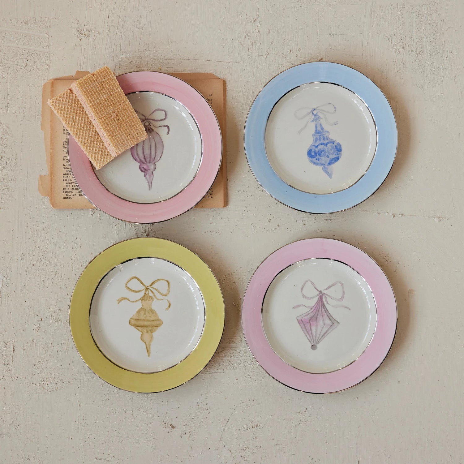 Stoneware Plate with Ornament Image