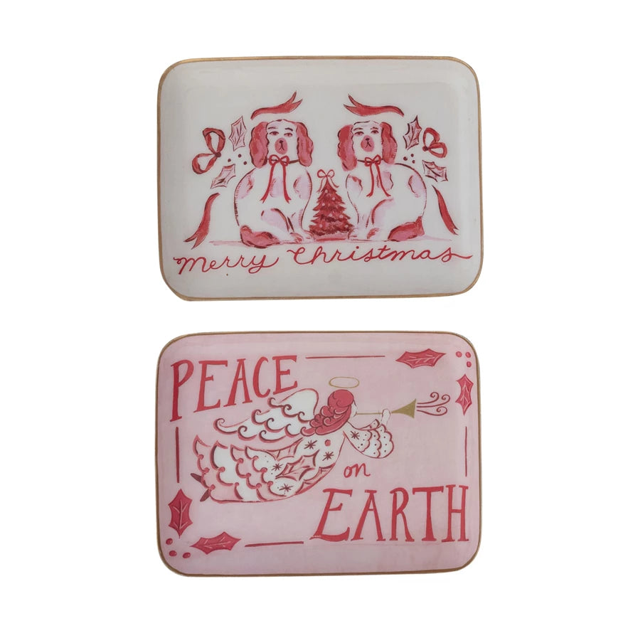 Metal Tray with Holiday Saying